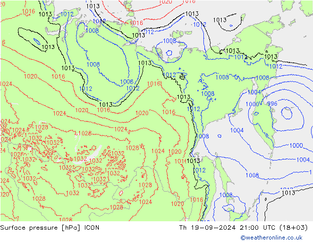 приземное давление ICON чт 19.09.2024 21 UTC