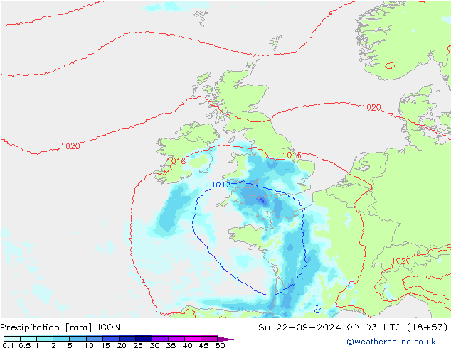 Precipitation ICON Su 22.09.2024 03 UTC