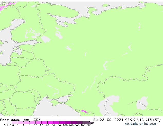 Snow accu. ICON nie. 22.09.2024 03 UTC