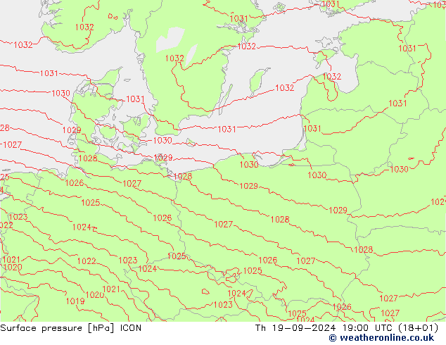 Luchtdruk (Grond) ICON do 19.09.2024 19 UTC