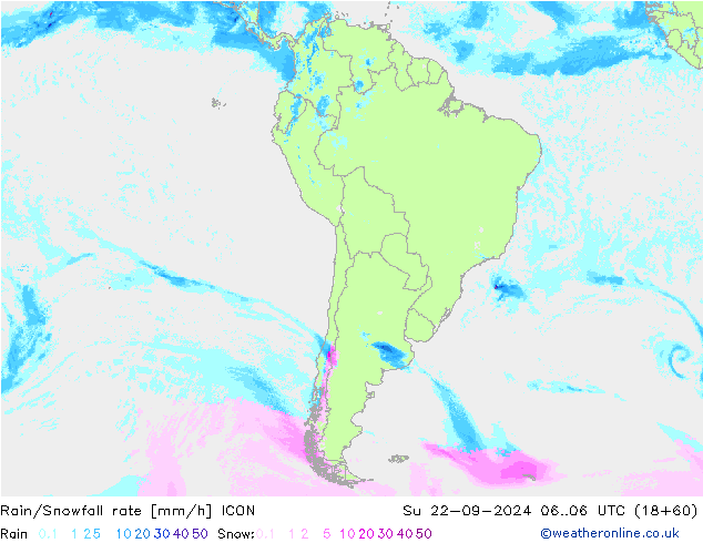 Rain/Snowfall rate ICON Su 22.09.2024 06 UTC