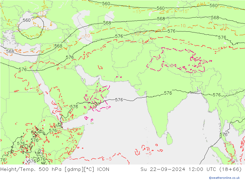 Height/Temp. 500 hPa ICON  22.09.2024 12 UTC