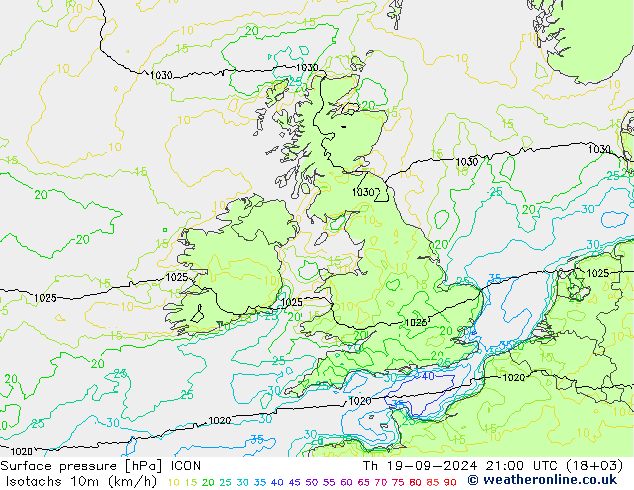 Isotachs (kph) ICON Th 19.09.2024 21 UTC