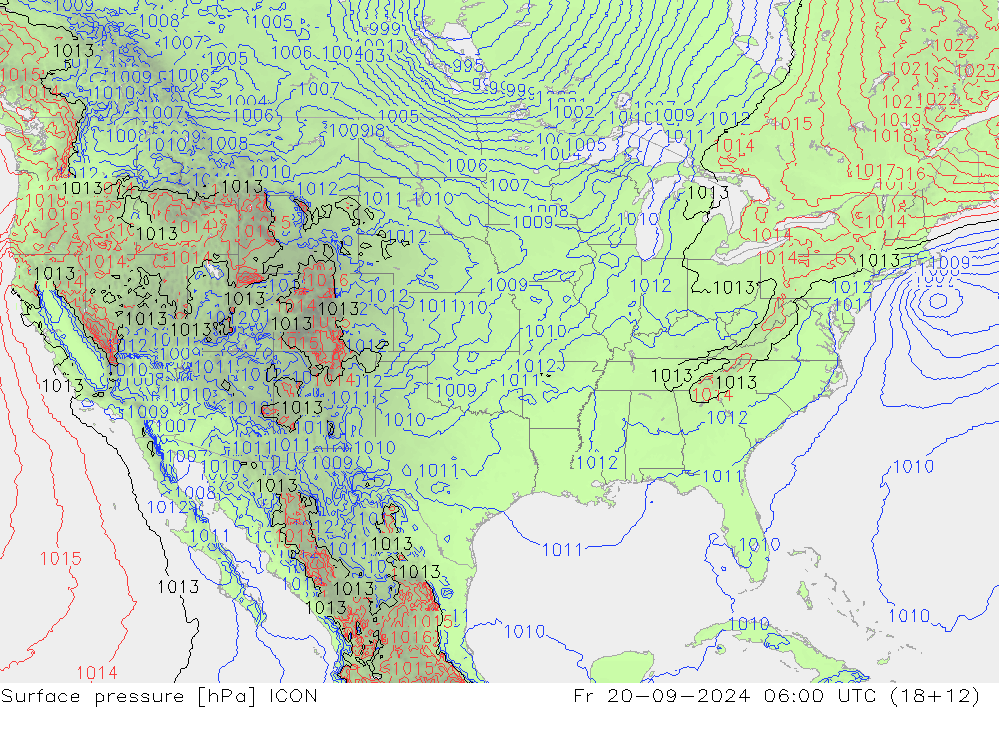 Surface pressure ICON Fr 20.09.2024 06 UTC