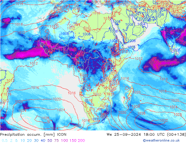 Precipitation accum. ICON We 25.09.2024 18 UTC