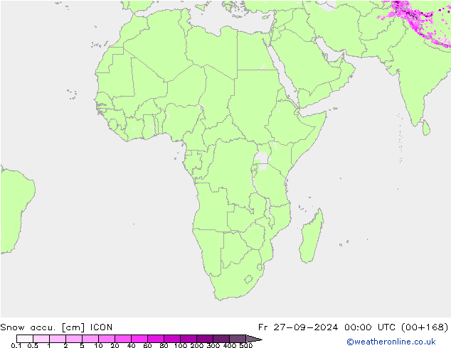 Snow accu. ICON Fr 27.09.2024 00 UTC