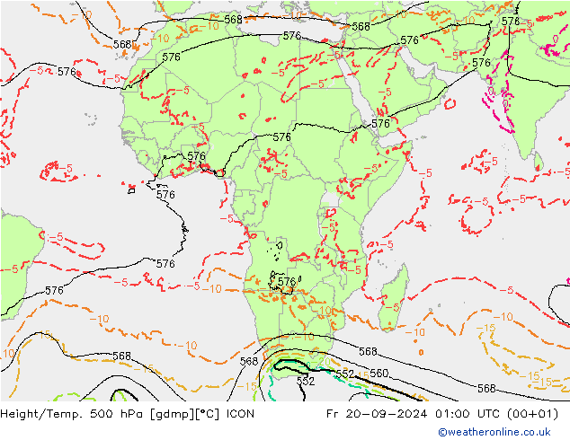 Height/Temp. 500 гПа ICON пт 20.09.2024 01 UTC