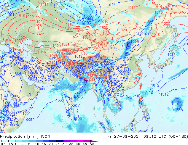 Precipitation ICON Fr 27.09.2024 12 UTC