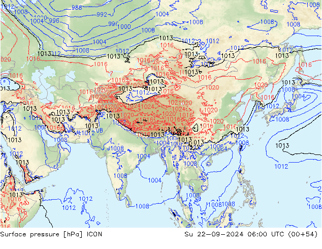 pression de l'air ICON dim 22.09.2024 06 UTC