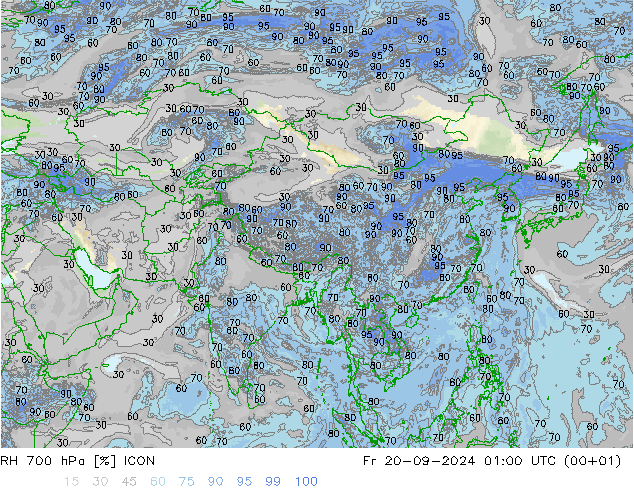 RH 700 hPa ICON Pá 20.09.2024 01 UTC