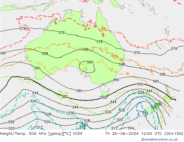 Yükseklik/Sıc. 500 hPa ICON Per 26.09.2024 12 UTC