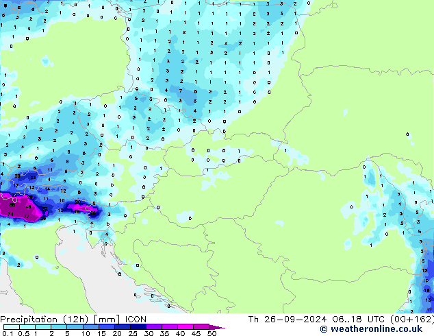 Nied. akkumuliert (12Std) ICON Do 26.09.2024 18 UTC