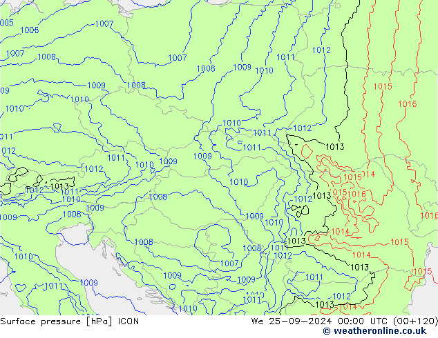 Luchtdruk (Grond) ICON wo 25.09.2024 00 UTC