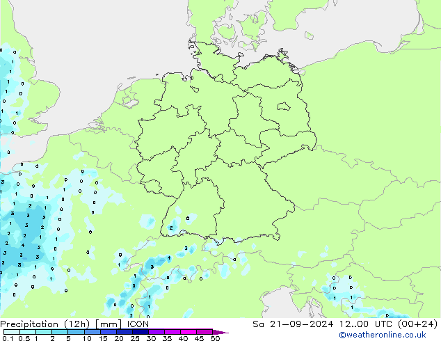 Nied. akkumuliert (12Std) ICON Sa 21.09.2024 00 UTC