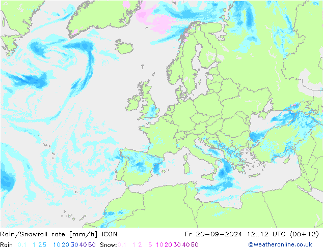 Regen/Schneefallrate ICON Fr 20.09.2024 12 UTC