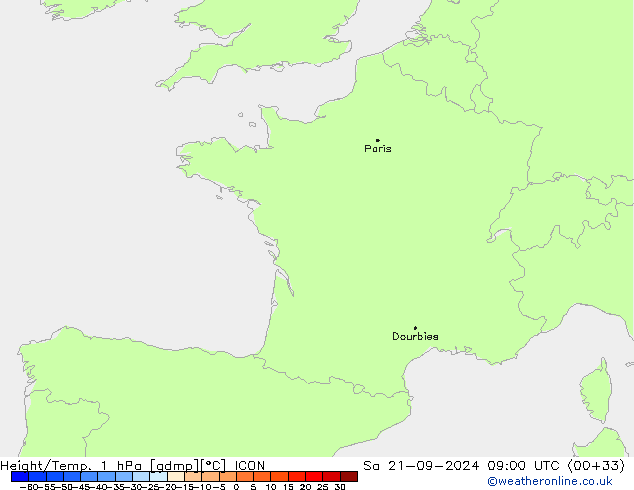 Geop./Temp. 1 hPa ICON sáb 21.09.2024 09 UTC