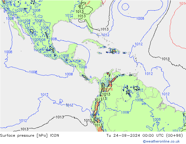 Yer basıncı ICON Sa 24.09.2024 00 UTC