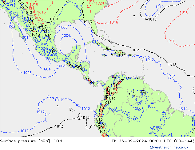 Surface pressure ICON Th 26.09.2024 00 UTC