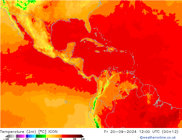 Temperature (2m) ICON Fr 20.09.2024 12 UTC