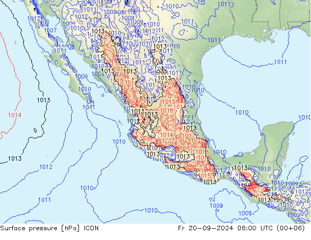 Surface pressure ICON Fr 20.09.2024 06 UTC