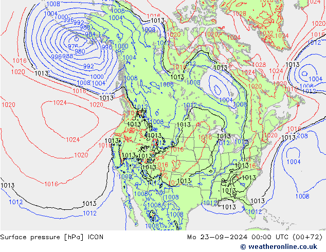 Atmosférický tlak ICON Po 23.09.2024 00 UTC