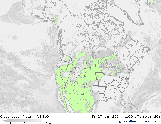 Nuages (total) ICON ven 27.09.2024 12 UTC