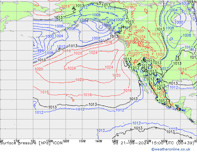 Pressione al suolo ICON sab 21.09.2024 15 UTC