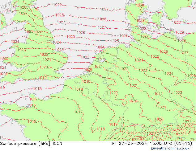 Yer basıncı ICON Cu 20.09.2024 15 UTC