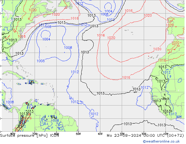 Surface pressure ICON Mo 23.09.2024 00 UTC