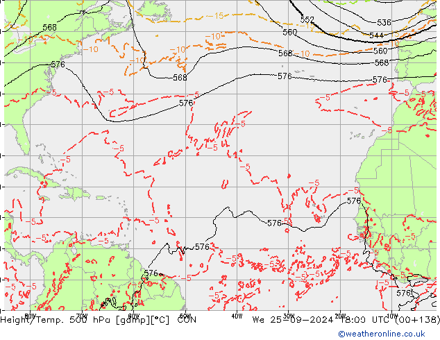 Geop./Temp. 500 hPa ICON mié 25.09.2024 18 UTC