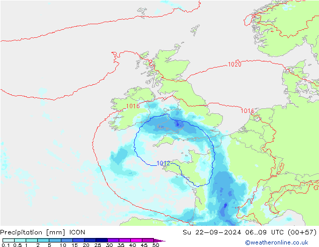 Precipitation ICON Su 22.09.2024 09 UTC