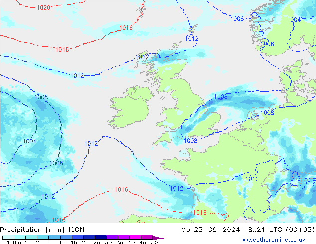 Precipitazione ICON lun 23.09.2024 21 UTC