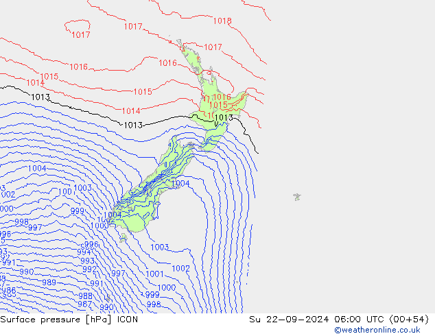 Pressione al suolo ICON dom 22.09.2024 06 UTC