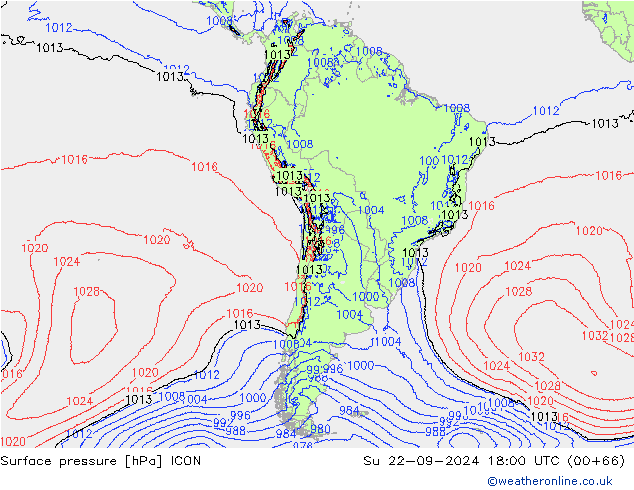 Atmosférický tlak ICON Ne 22.09.2024 18 UTC