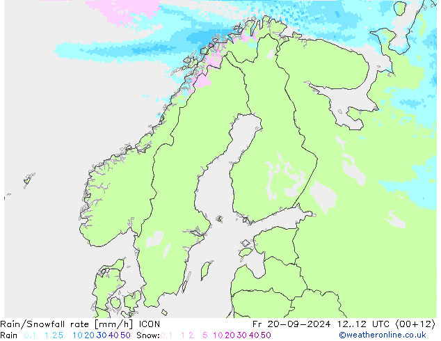 Rain/Snowfall rate ICON ven 20.09.2024 12 UTC