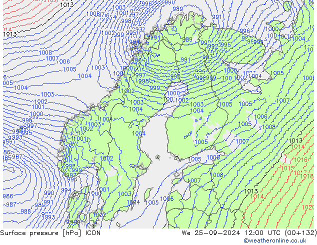 pression de l'air ICON mer 25.09.2024 12 UTC