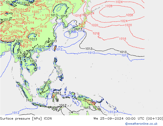 ciśnienie ICON śro. 25.09.2024 00 UTC