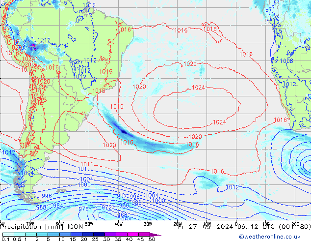 Precipitation ICON Fr 27.09.2024 12 UTC