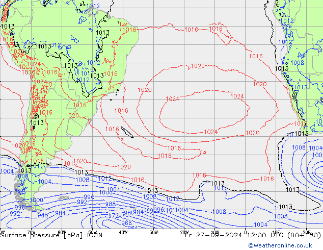 приземное давление ICON пт 27.09.2024 12 UTC