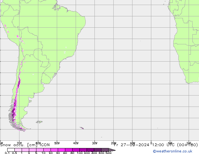 Snow accu. ICON ven 27.09.2024 12 UTC