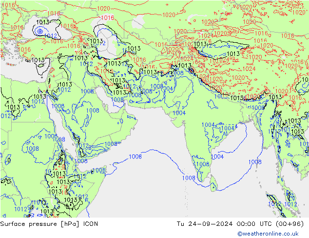 Bodendruck ICON Di 24.09.2024 00 UTC