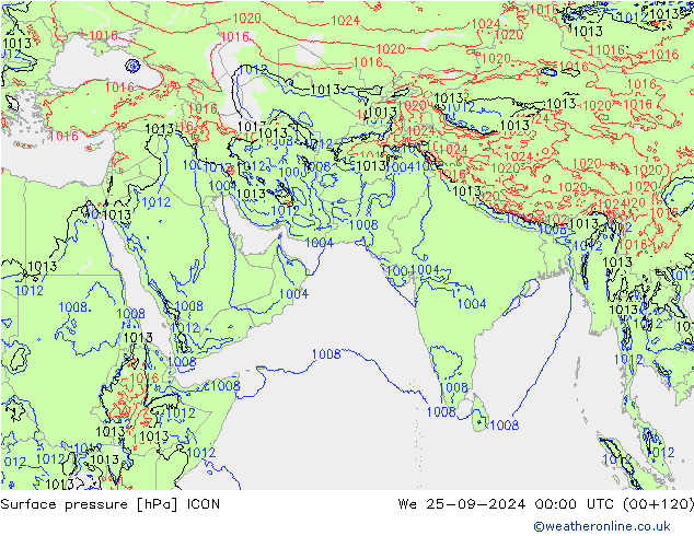 Surface pressure ICON We 25.09.2024 00 UTC