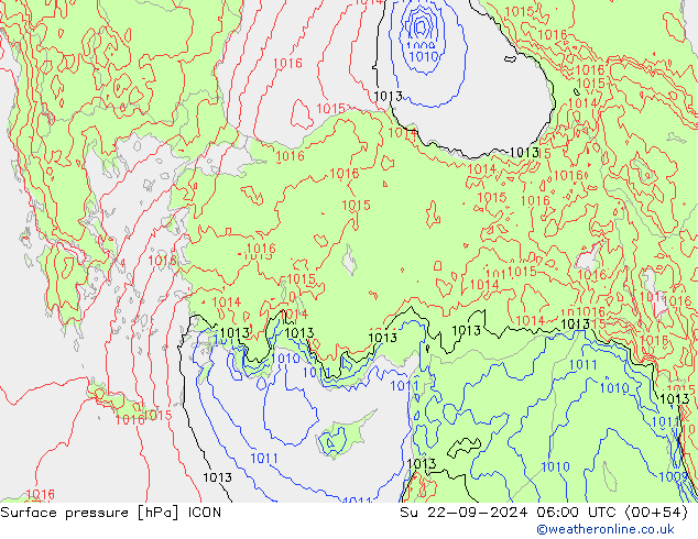 Luchtdruk (Grond) ICON zo 22.09.2024 06 UTC