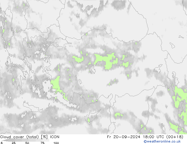 Cloud cover (total) ICON Fr 20.09.2024 18 UTC