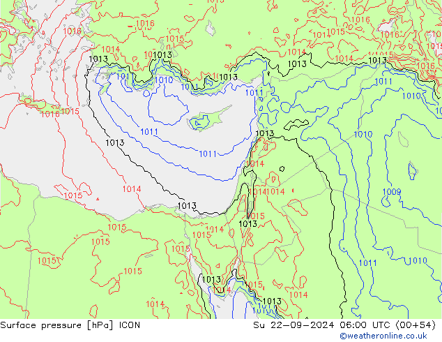 ciśnienie ICON nie. 22.09.2024 06 UTC