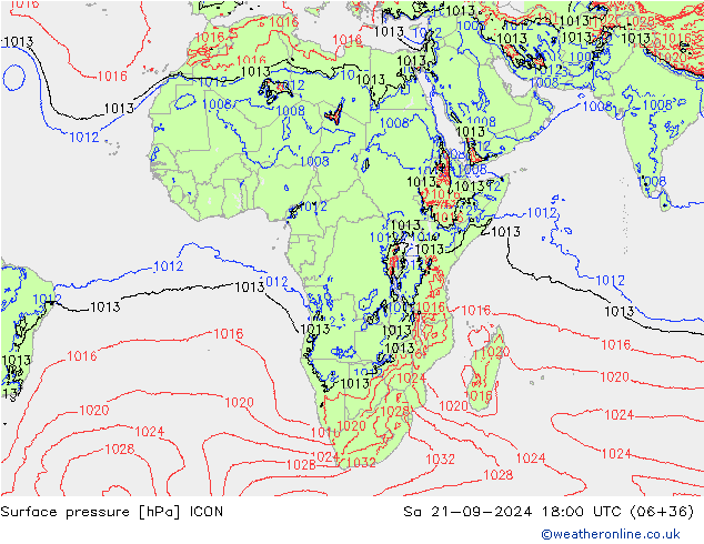 Surface pressure ICON Sa 21.09.2024 18 UTC