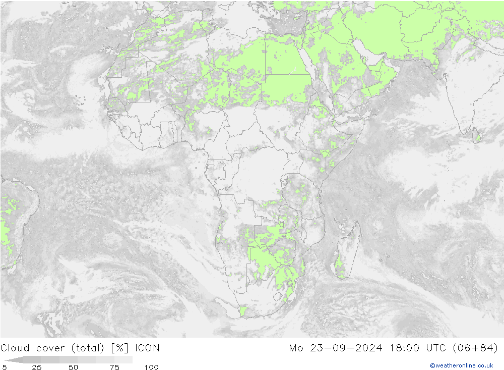 облака (сумма) ICON пн 23.09.2024 18 UTC