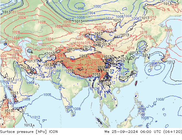 ciśnienie ICON śro. 25.09.2024 06 UTC