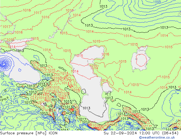 Atmosférický tlak ICON Ne 22.09.2024 12 UTC