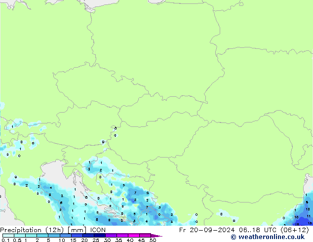 Precipitation (12h) ICON Fr 20.09.2024 18 UTC